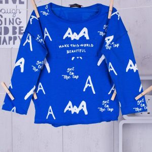 Wholesale Blue children's blouse with letters