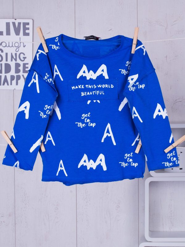 Wholesale Blue children's blouse with letters