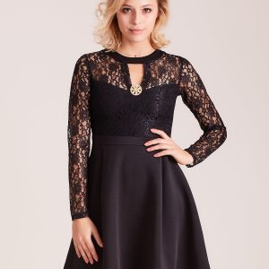 Wholesale Black dress with lace top