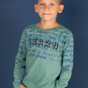 Wholesale Green blouse for boy with text print