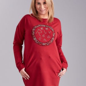 Wholesale Burgundy dress for women with plus size applique