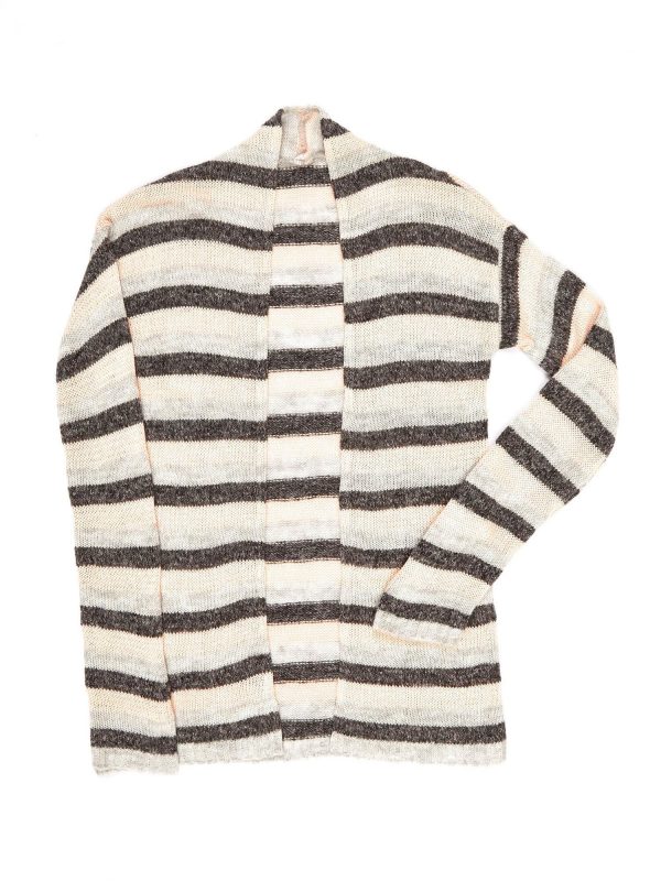 Wholesale Gray-orange striped sweater for girl