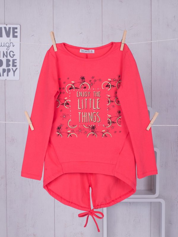 Wholesale Coral tunic for girl with bicycle print