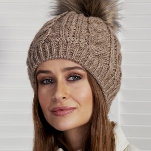 Wholesale Insulated cap with braid pattern dark beige