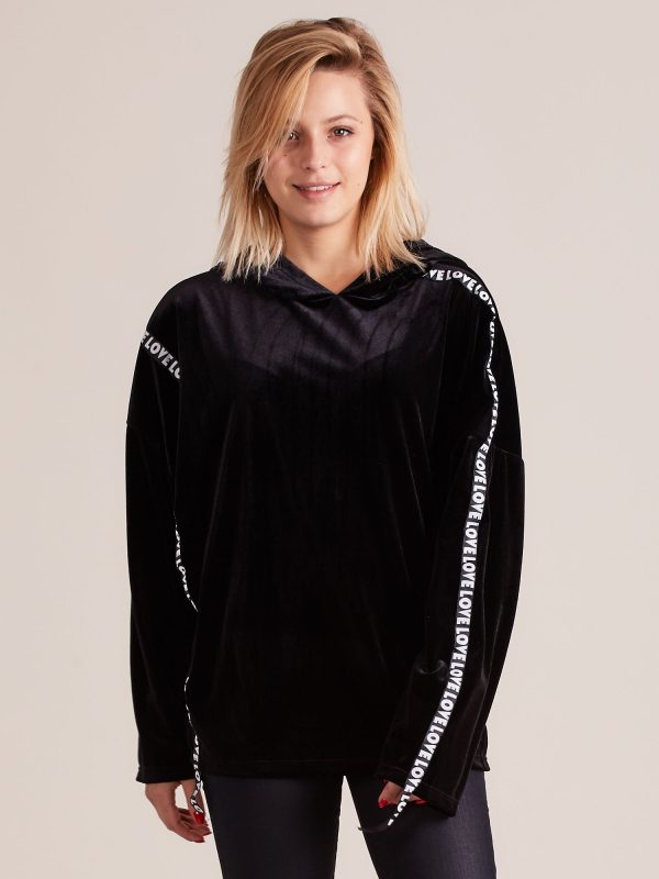 Wholesale Velour oversize hoodie black