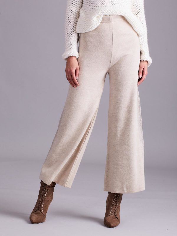 Wholesale Beige wide knitted trousers