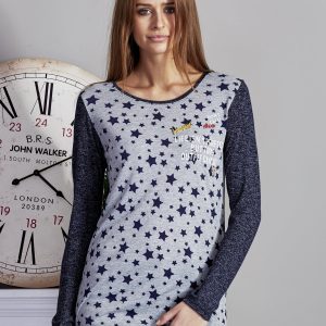 Wholesale Blouse in stars grey