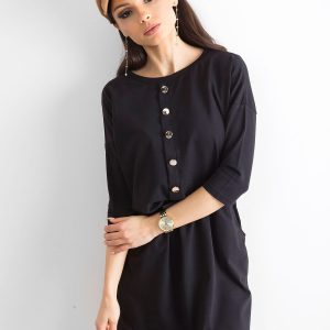 Wholesale Black dress with gold buttons