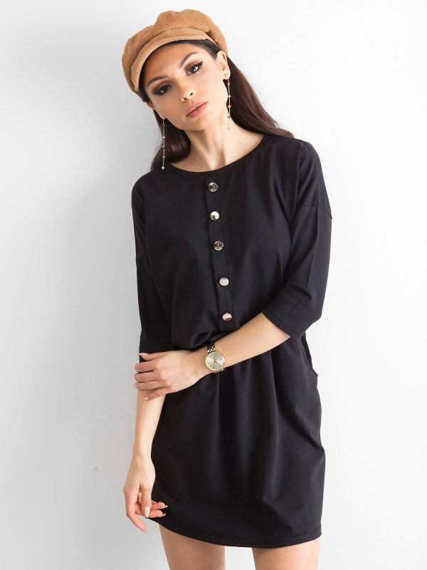 Wholesale Black dress with gold buttons