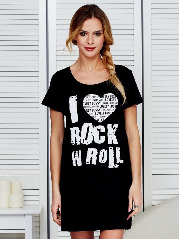 Wholesale Dress black cotton I LOVE ROCK N ROLL