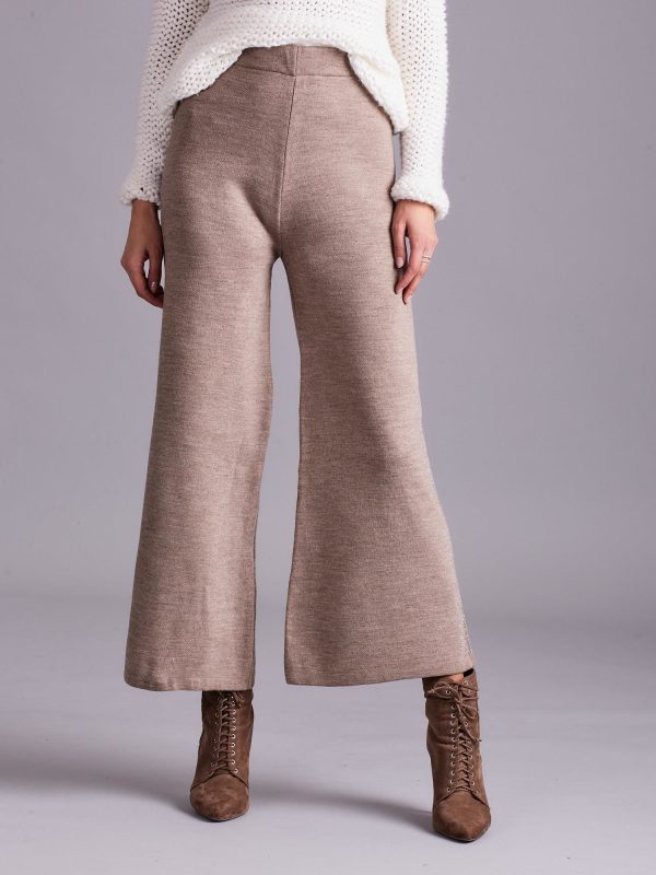 Wholesale Dark Beige Wide Knitted Pants