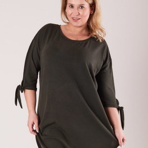 Wholesale Khaki tunic with binding on sleeves PLUS SIZE