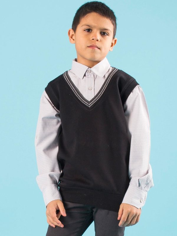 Wholesale Black and Grey Elegant Boy's Vest with Shirt