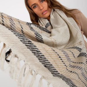 Wholesale Beige Ladies Scarf with Lattice Pattern