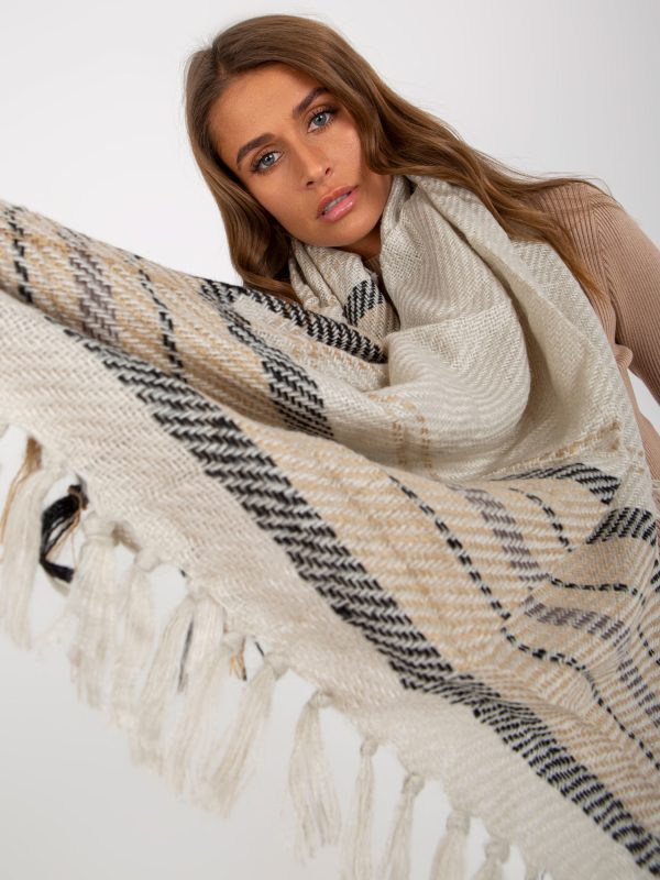 Wholesale Beige Ladies Scarf with Lattice Pattern