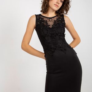 Wholesale Black Sleeveless Lace Pencil Cocktail Dress