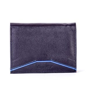 Wholesale Black leather wallet with blue trim