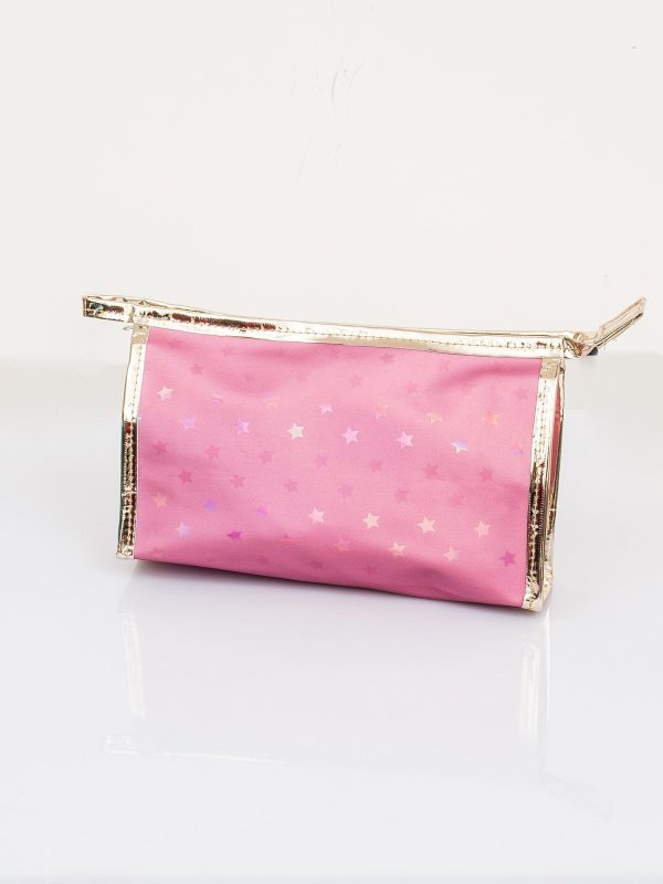 Wholesale Pink women's cosmetic bag with stars