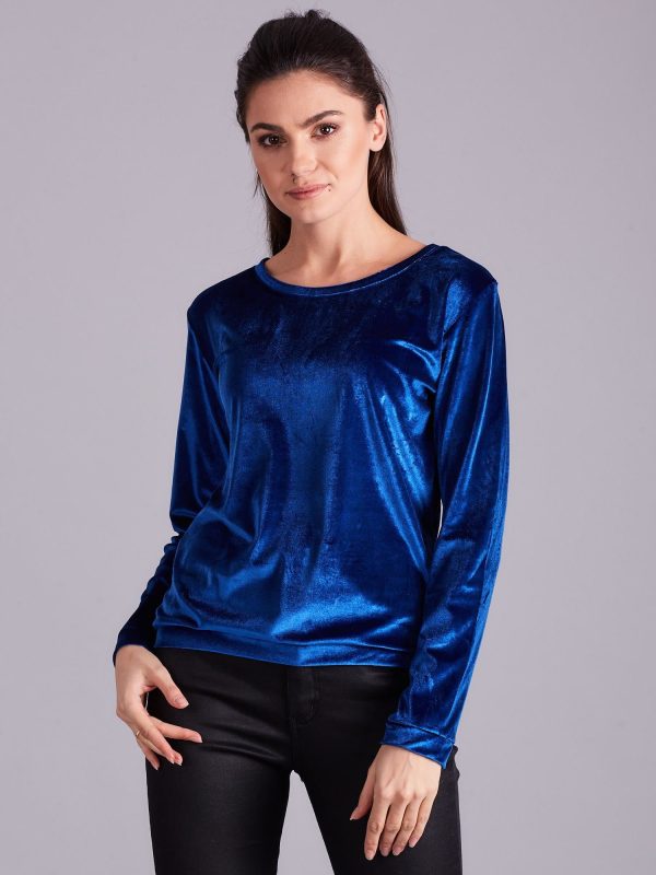 Wholesale Blue velour sweatshirt for women