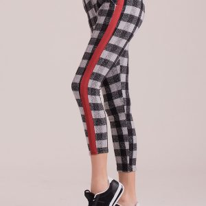 Wholesale Gray plaid trousers with colorful stripes