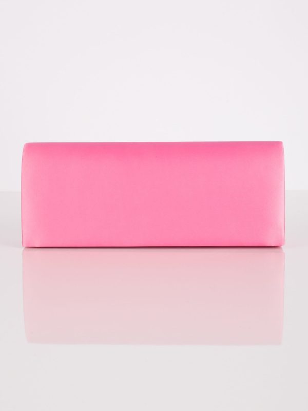 Wholesale Satin plain clutch bag with mirror dark pink