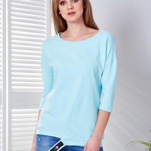 Wholesale Turquoise blouse with decorative belt