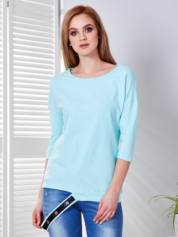 Wholesale Turquoise blouse with decorative belt