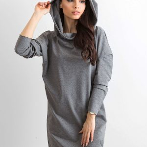 Wholesale Dark grey dress with wide collar