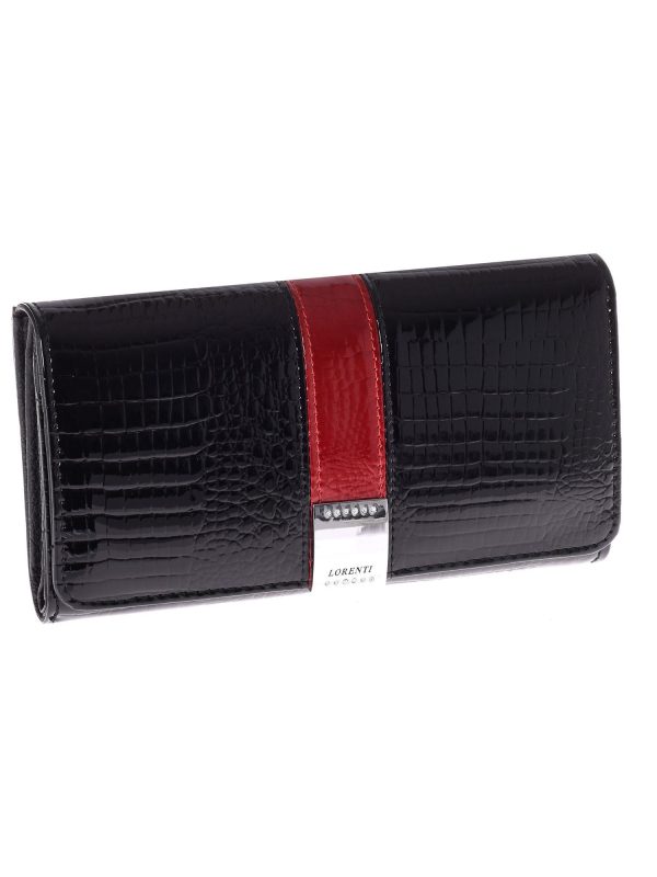 Wholesale Leather black oblong wallet with crocodile skin pattern