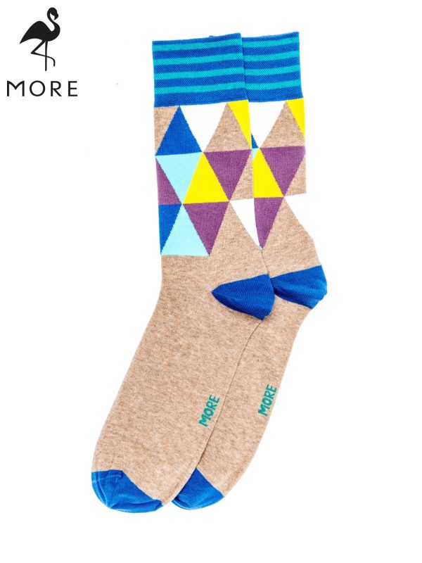 Wholesale MORE Brown men's socks in colorful diamonds