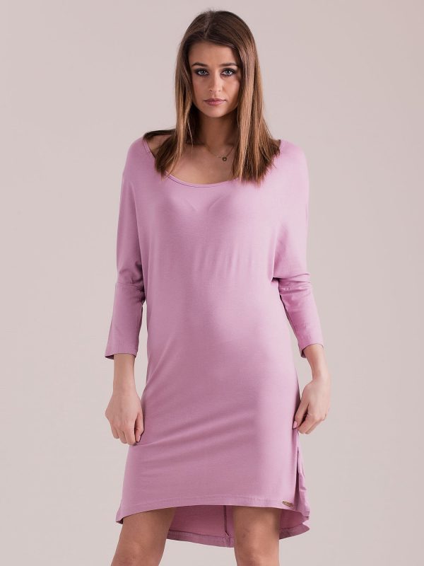 Wholesale Oversize dress with lowered shoulder line lilac