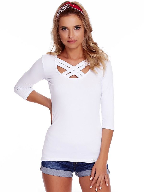 Wholesale White blouse with braided straps