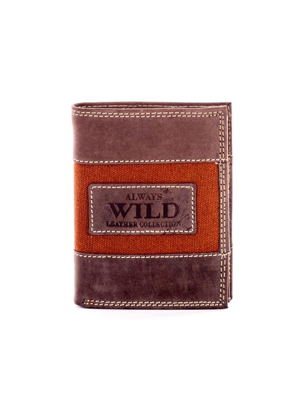 Wholesale Brown Men's Leather Wallet With Fabric Module