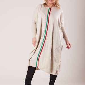 Wholesale Beige Long Loose Plus Size Sweater