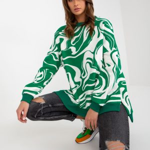 Wholesale Green and white oversized sweatshirt with print