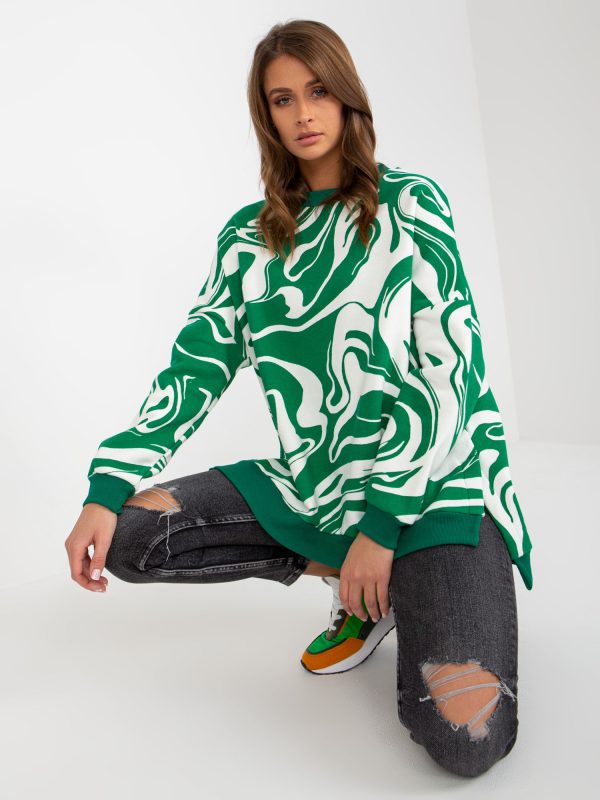 Wholesale Green and white oversized sweatshirt with print