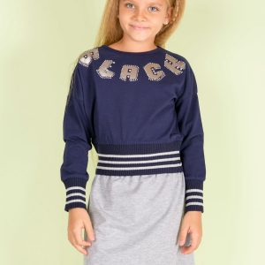 Wholesale Gray skirt for a girl with contrasting trim