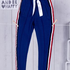 Wholesale Dark blue sweatpants for girl with ribbon