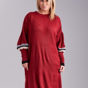 Wholesale Burgundy knitted dress PLUS SIZE