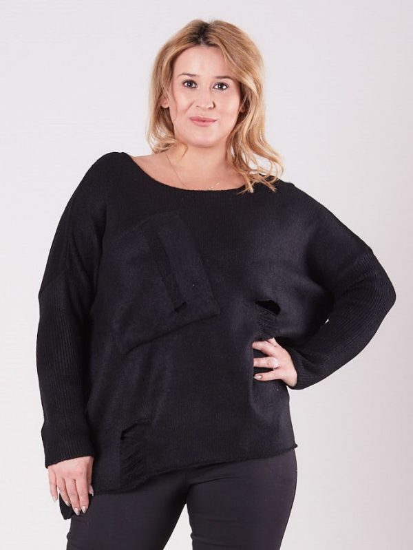 Wholesale Black Plus Size Loose Sweater