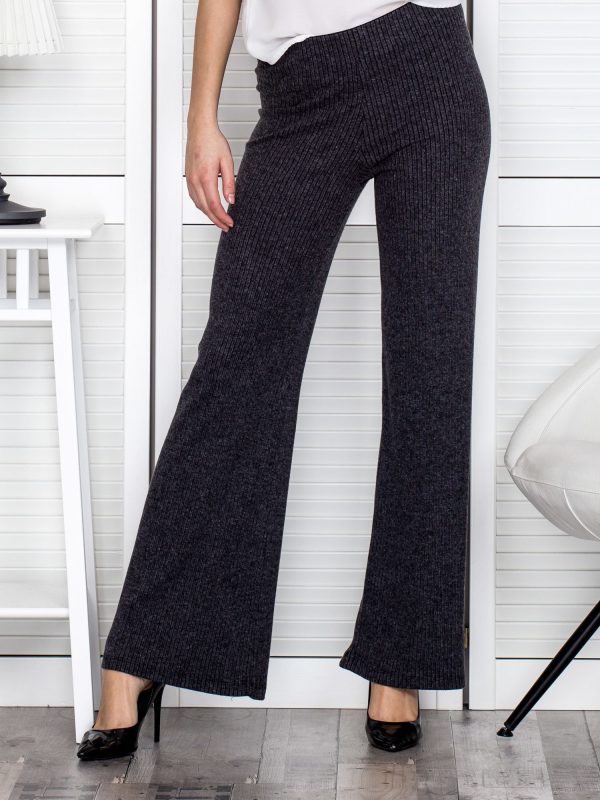 Wholesale Dark Grey Wide Striped Pants