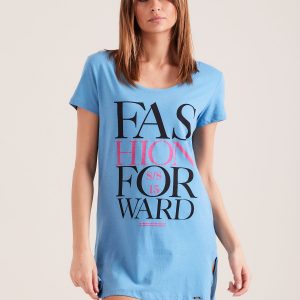 Wholesale Blue nightgown with inscription