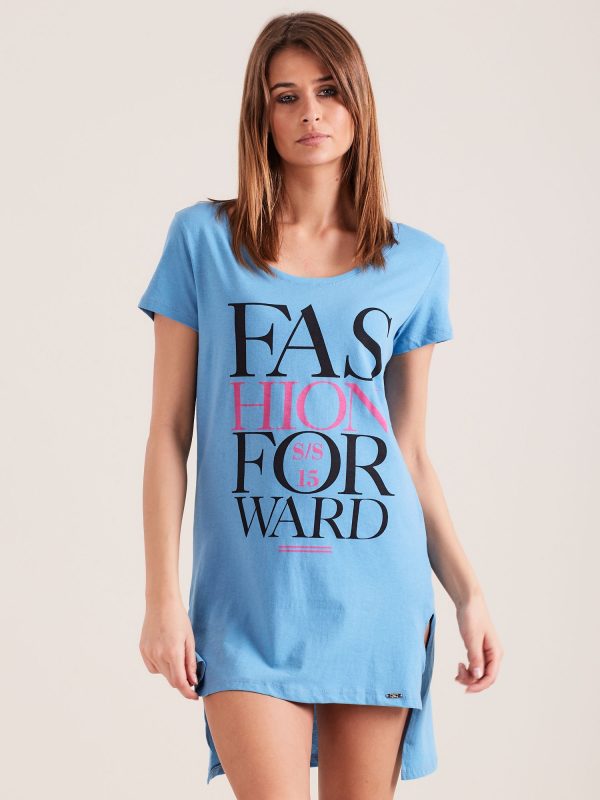 Wholesale Blue nightgown with inscription