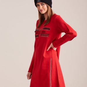 Wholesale Red tracksuit dress with applique