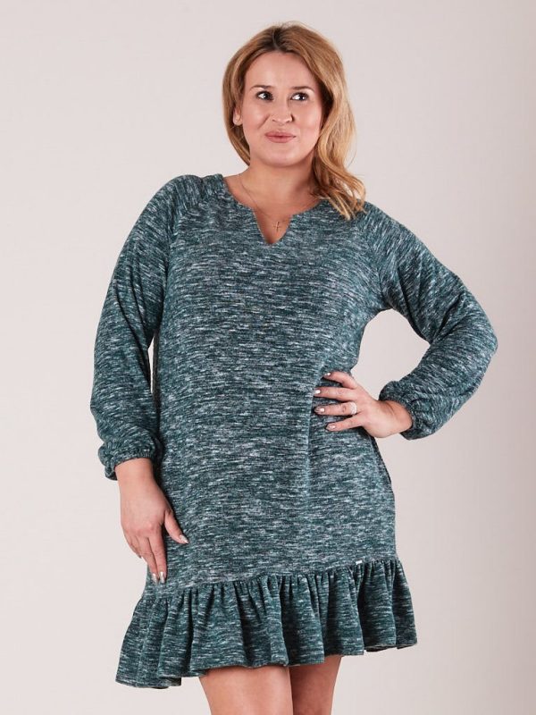 Wholesale Plus Size Green Ruffle Dress