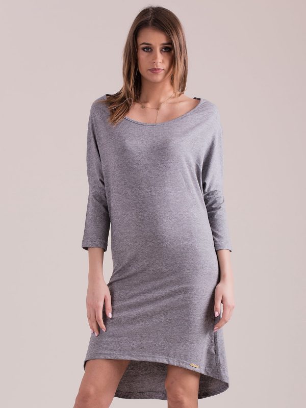 Wholesale Oversize dress with lowered shoulder line grey