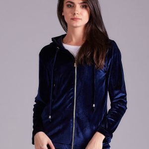 Wholesale Dark Blue Velour Hoodie