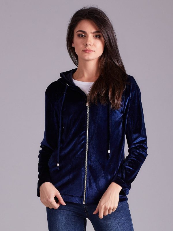 Wholesale Dark Blue Velour Hoodie