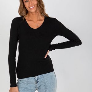 Wholesale Black classic sweater with triangular neckline