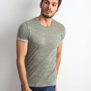 Wholesale Khaki T-shirt for men with roll-up sleeves